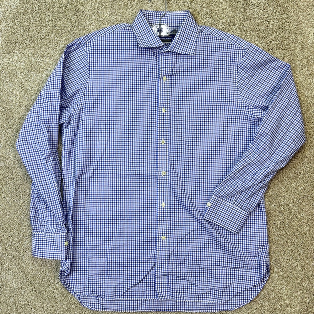 Polo Ralph Lauren Button-Down Mens 16.5 34/35 Classic Fit Blue Gingham EUC